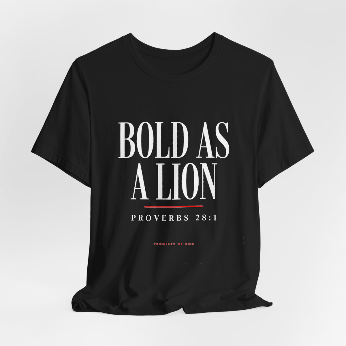Promises of God Tee — "Bold as a Lion" (Proverbs 28:1)